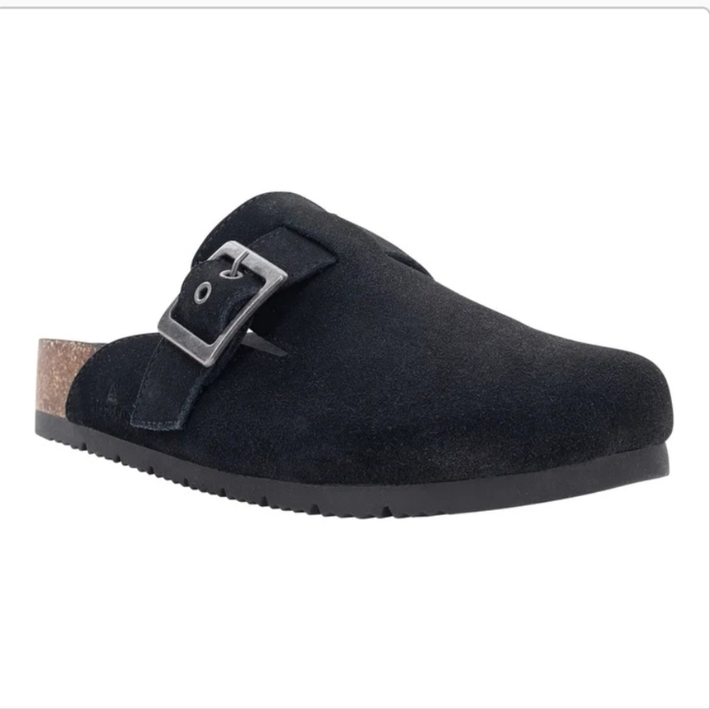 Staheekum Women's 7 Crescent Black Clogs Suede with Buckle New In Box